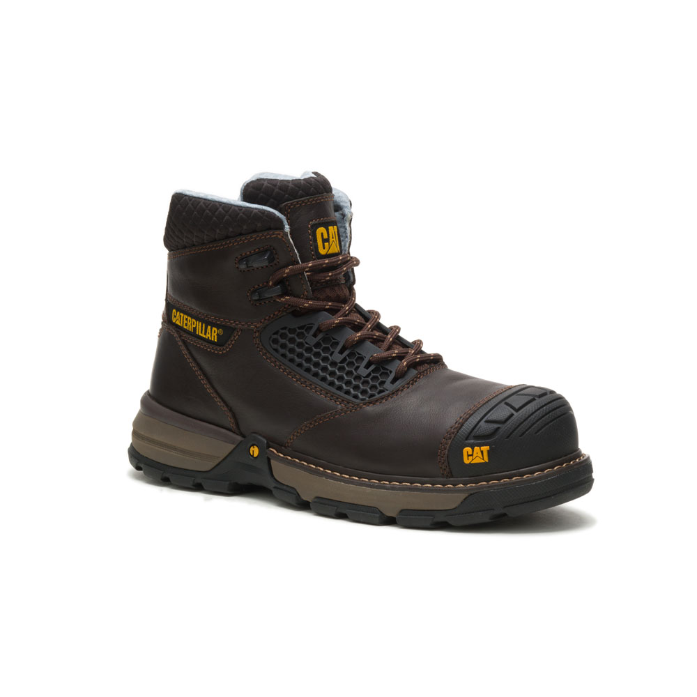 Caterpillar Boots PK - Caterpillar Excavator Superlite Cool Cct / Astm/Comp Toe Mens Safety Boots Dark Brown (210648-BDQ)